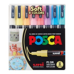 [PC3M-186524] Uni Posca PC-3M Set 8 Marcadores Pasteles (0.9 mm-1.3mm)
