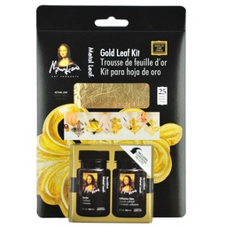 [10201] Kit de 25 hojas Pan de Oro + Adhesivo 59ml y Sellador Mona Lisa