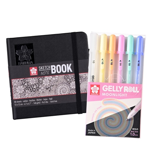 Sketchbook Sakura Blanco Crema 12x12+ Set Gelly Roll Pasteles