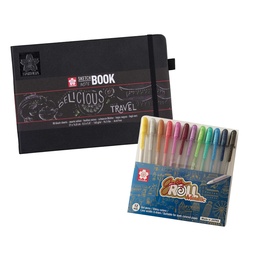 [KITR2F5100] Sketchbook Sakura Hoja Negra 21X15+Set Gelly Roll Metálicos