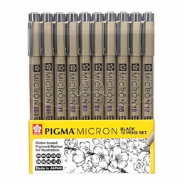 [XSDK-10A] Set 10 Tiralíneas Pigma Micron Sakura Negro Manga Intermedio