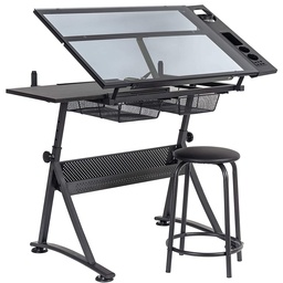 [MDPV09867150NEG] Mesa de Dibujo Profesional Negra Tablero de Vidrio Ajustable