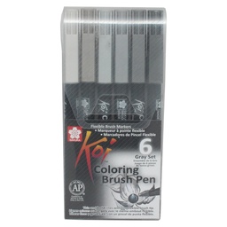 [XBR-6] Set Plumones Acuarelables Sakura Koi Brush 6 Colores Grises