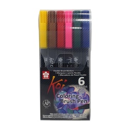 [XBR-6B1] Set Plumones Acuarelables Sakura Koi Brush 6 Colores Basicos