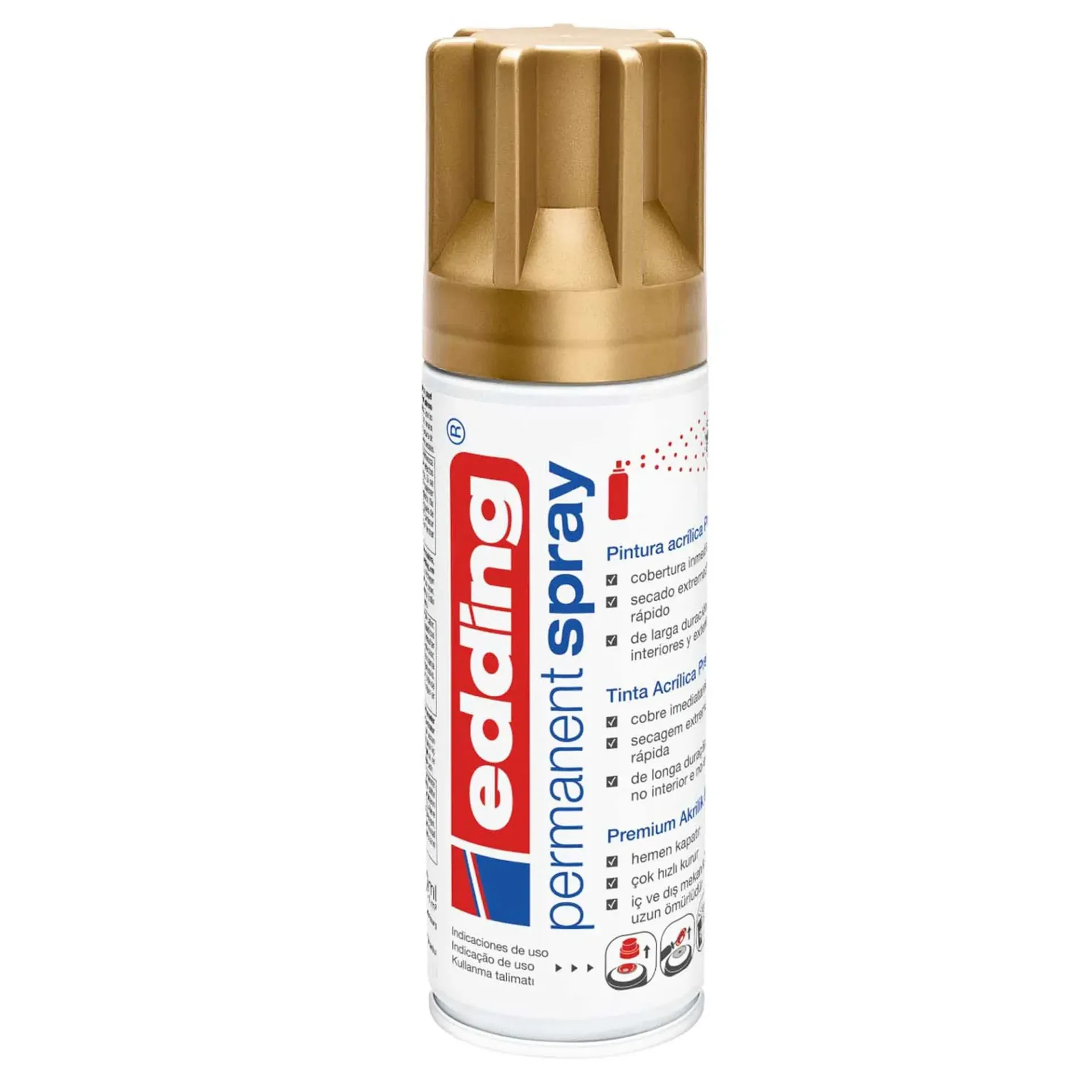 [4-ES5200924] Spray Acrílico Permanente Edding E-5200 Premium Dorado Mate