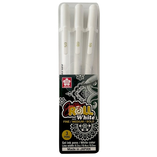 Lapiz Gel Gelly Roll Sakura 3 Grosores Blanco