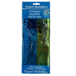 [PAPECHI190] Papel Metálico 50x76cm JM Azul-Verde 4ud