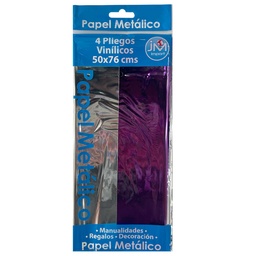 [PAPECHI191] Papel Metálico 50x76cm JM Plata-Lila 4ud