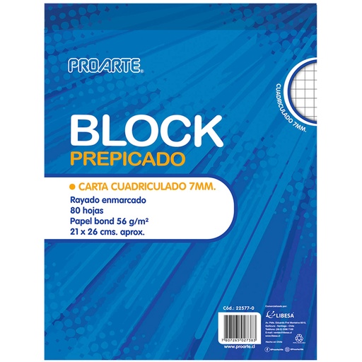 Block Prepicado Proarte Carta 80hjs 7mm