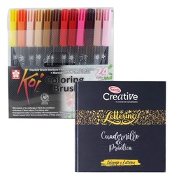 [KITR1F4030] Kit Cuadernillo para Lettering + Set 24 Sakura Koi Brush