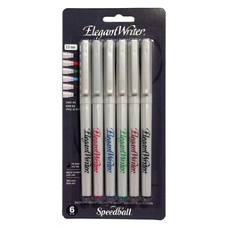 [2881] Set de 6 plumones caligráficos 2mm colores Elegant Writer