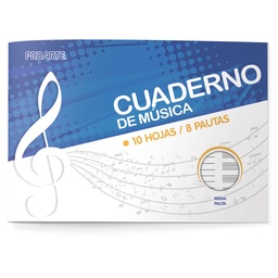 [13007-9] Cuaderno de Música Proarte 1/2 Pauta 10hjs 26x17.7cm