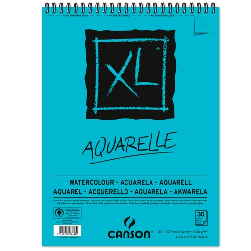 Croquera Canson XL Aquarelle 300gr 30 hjs A3 (29.7x42cm)