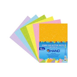 [0175] Goma Eva 20x30cm Hand Glitter 6 Colores Pastel