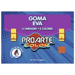 [13335-3] Goma Eva Proarte 6 pliegos 6 colores 20 x 30cm