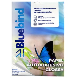 [ADH-SAGO] Papel Autoadhesivo Brillante AR 190gr.Oficio (20 hojas)