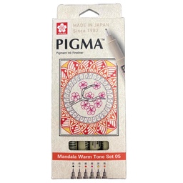 [XSDK05-MD6A] Set de Tiralínea Pigma Micron Sakura0.5 Mandala 6 Col Cálido