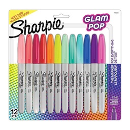 [2185226] Marcadores Permanentes Sharpie Glam Pop Set 12 Colores