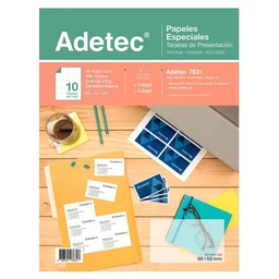 [7631] Tarjetas de Presentación Mate Adetec Carta 10 hjs