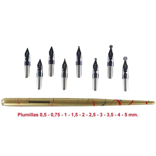 Set completo de plumillas ornamentales + portaplumillas Standardgraph