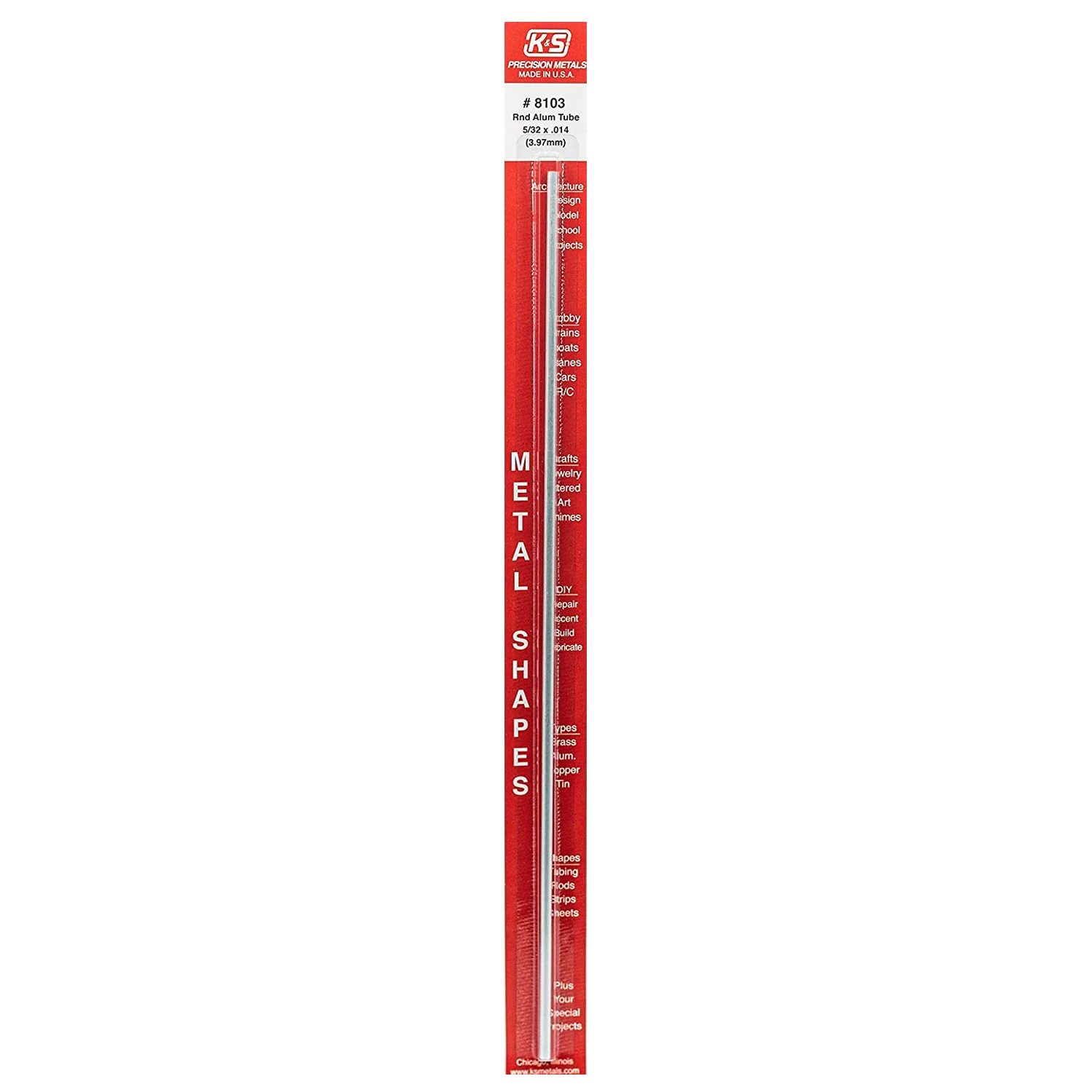 [#8103] Perfil Metálico K&S 30cm de Aluminio Redondo 3.97mm (1 pza)