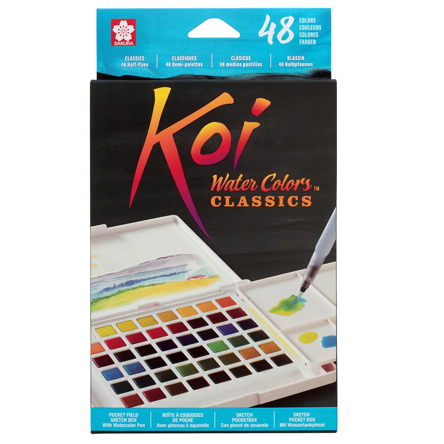 [XNCW-48N] Sakura Koi Acuarela + Waterbrush 48 Colores