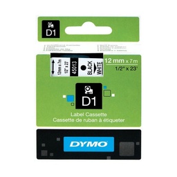 [45013] Etiqueta para Rotuladora Label Manager 12mm X 7m Negro / Blanca
