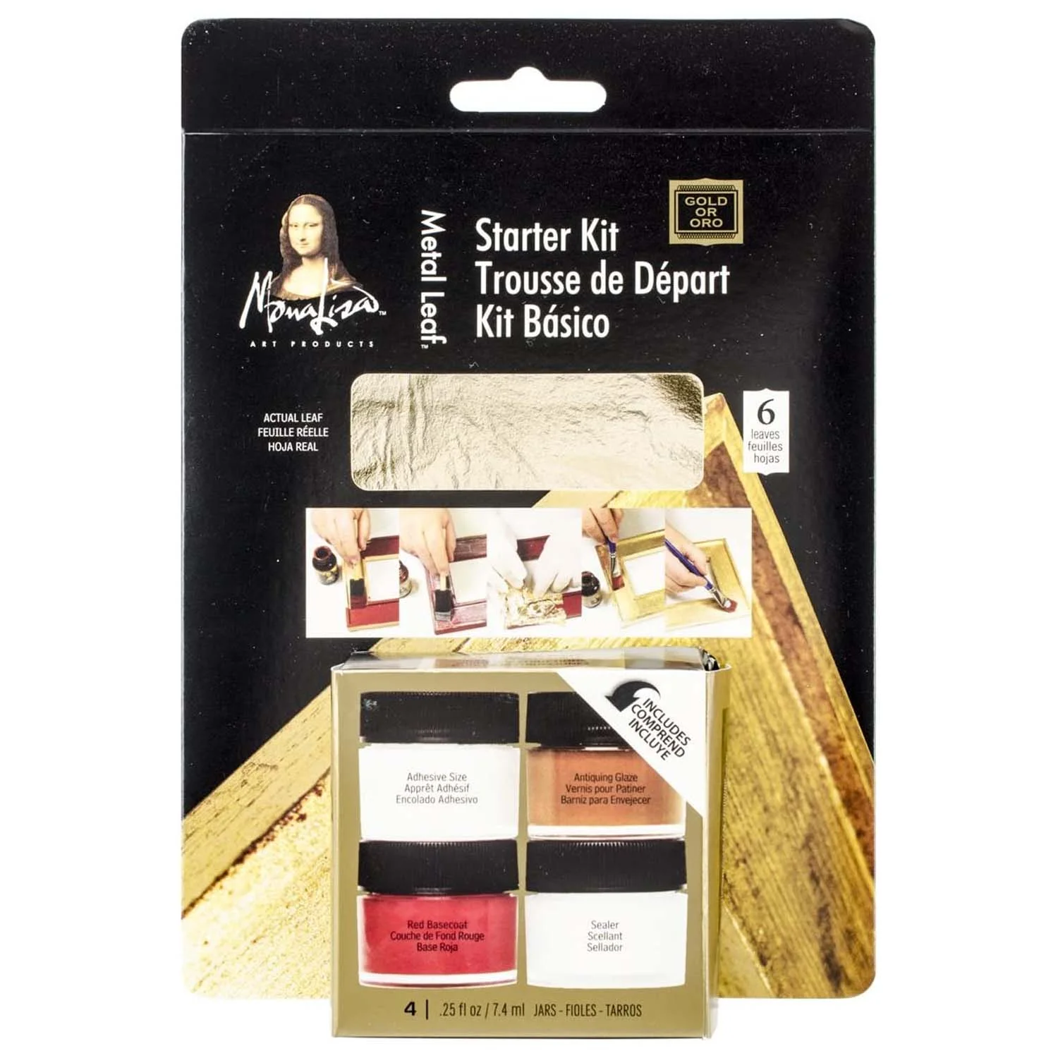 [12204] Kit básico de Pan de Oro Mona Lisa. 6 hojas + 4 frascos