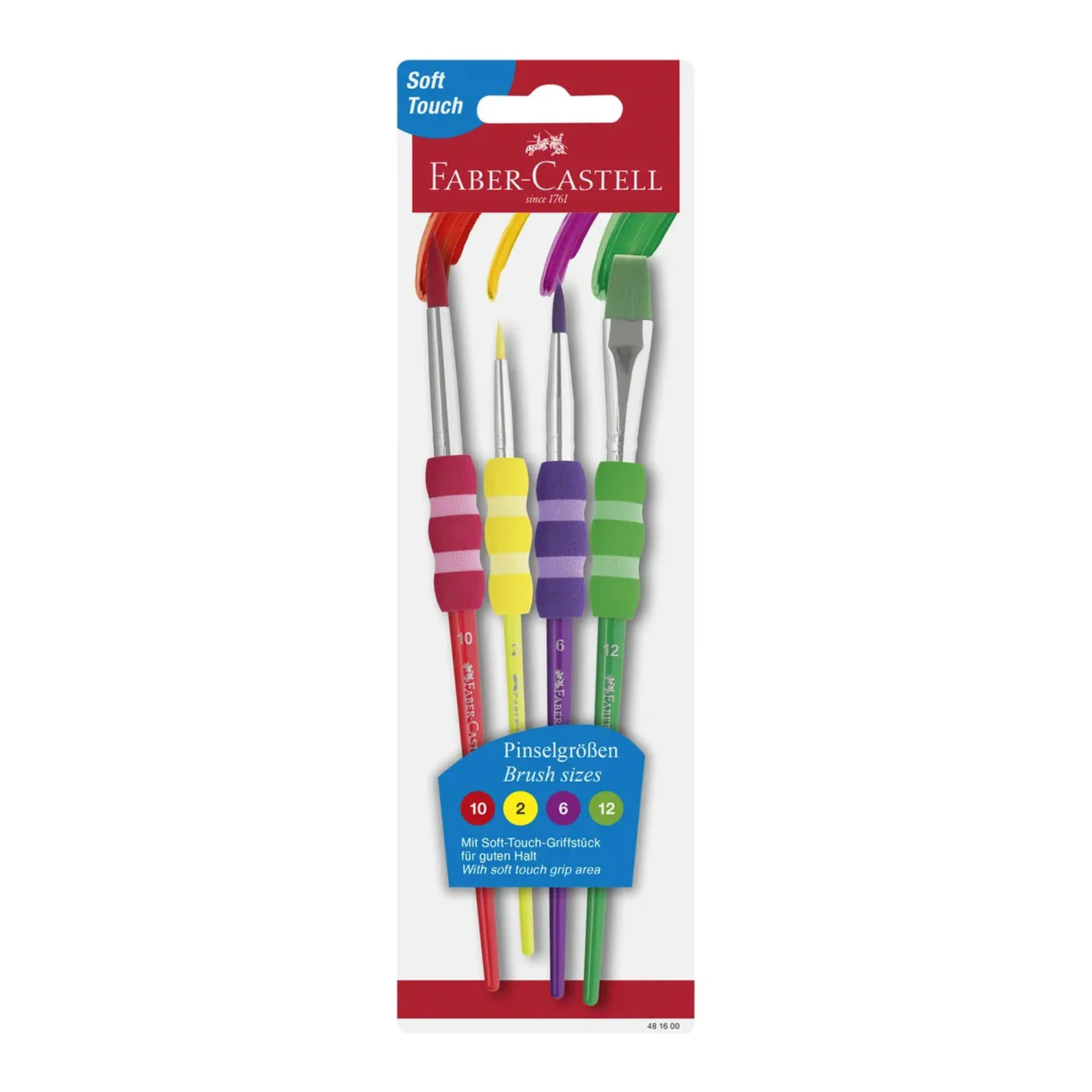 [481692] Pinceles Faber-Castell Grip Soft Touch 4uds.