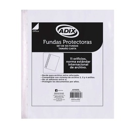 [A110001] Funda Plástica Transparente Adix para Archivador Carta(10ud)