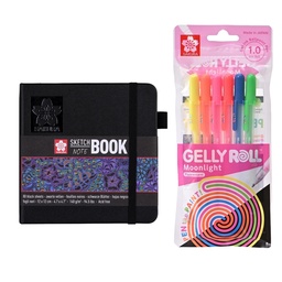 [PROMO22] Croquera Sakura negra 12x12 cm + Set 6 Gelly Roll Moonlight
