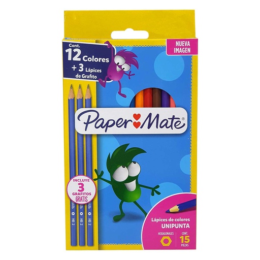 Set de 24 lápices de colores Paper Mate + sacapuntas con depósito