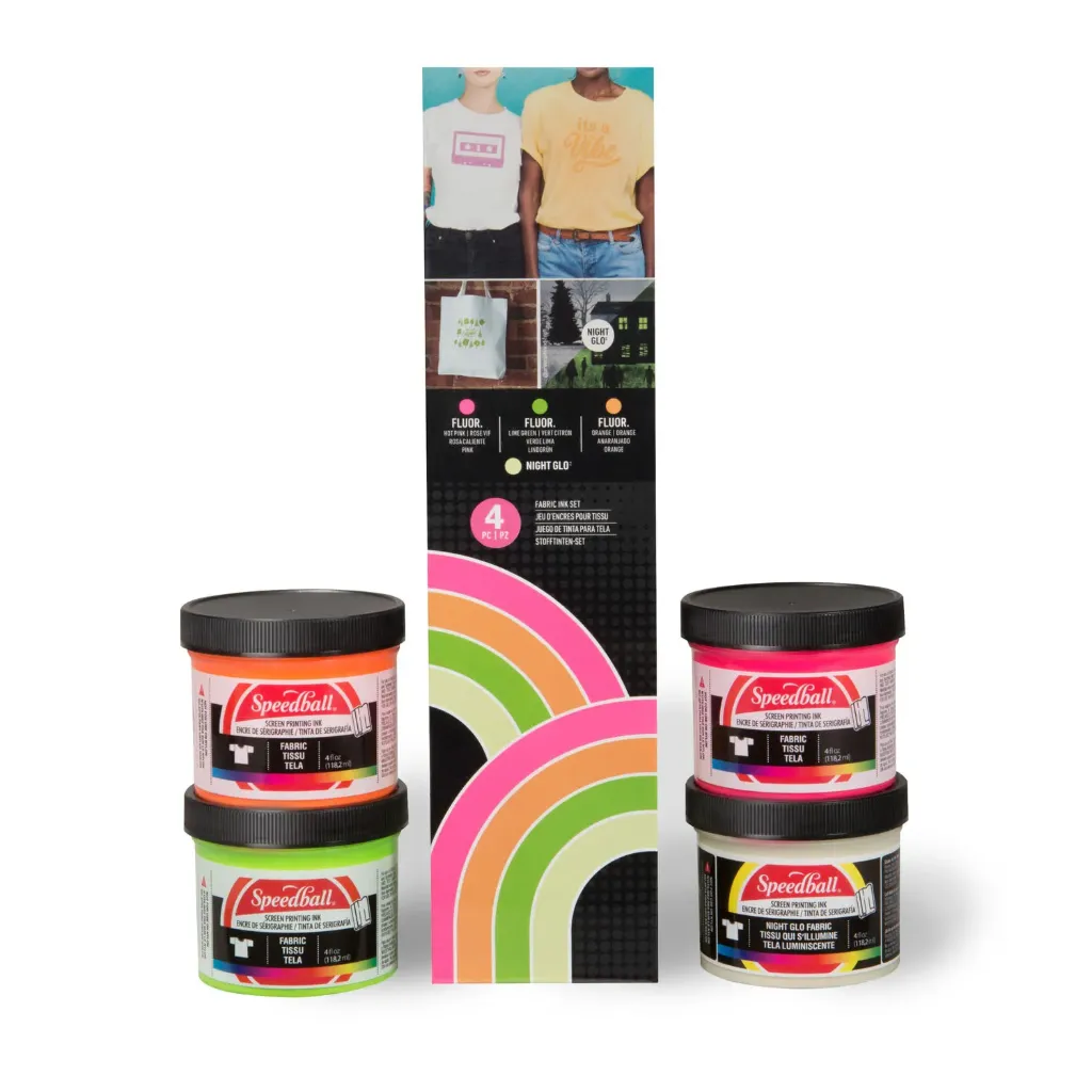 [45027] Set de 4 pinturas serigráficas 120ml Fluor y Glo N' Dark Speedball