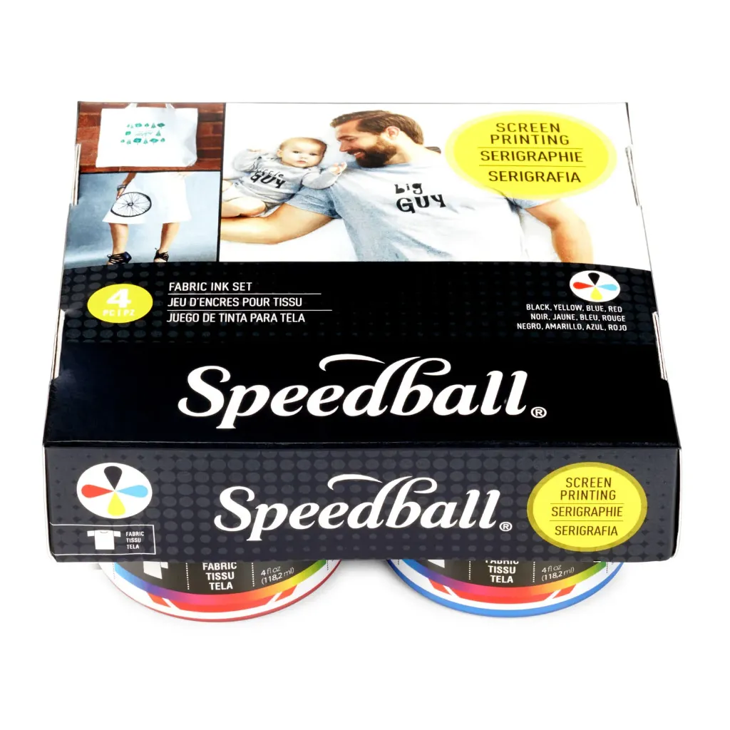 [45025] Set de 4 pinturas serigráficas para TELAS 120ml Primarios Speedball