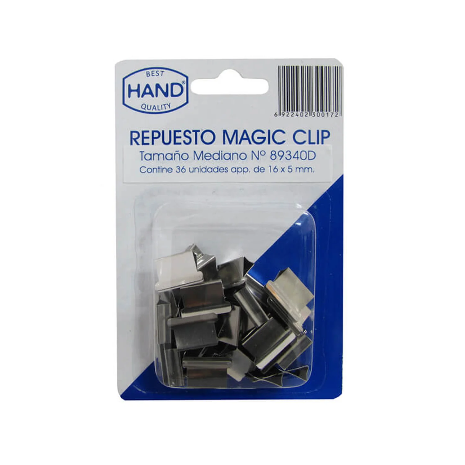 [#89340-D] Repuestos para Magic Clip color plata 16x5mm (36ud)