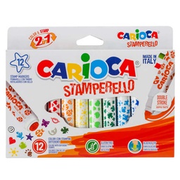 [42240] Plumones Carioca Stamperello doble punta con sello(12 colores)