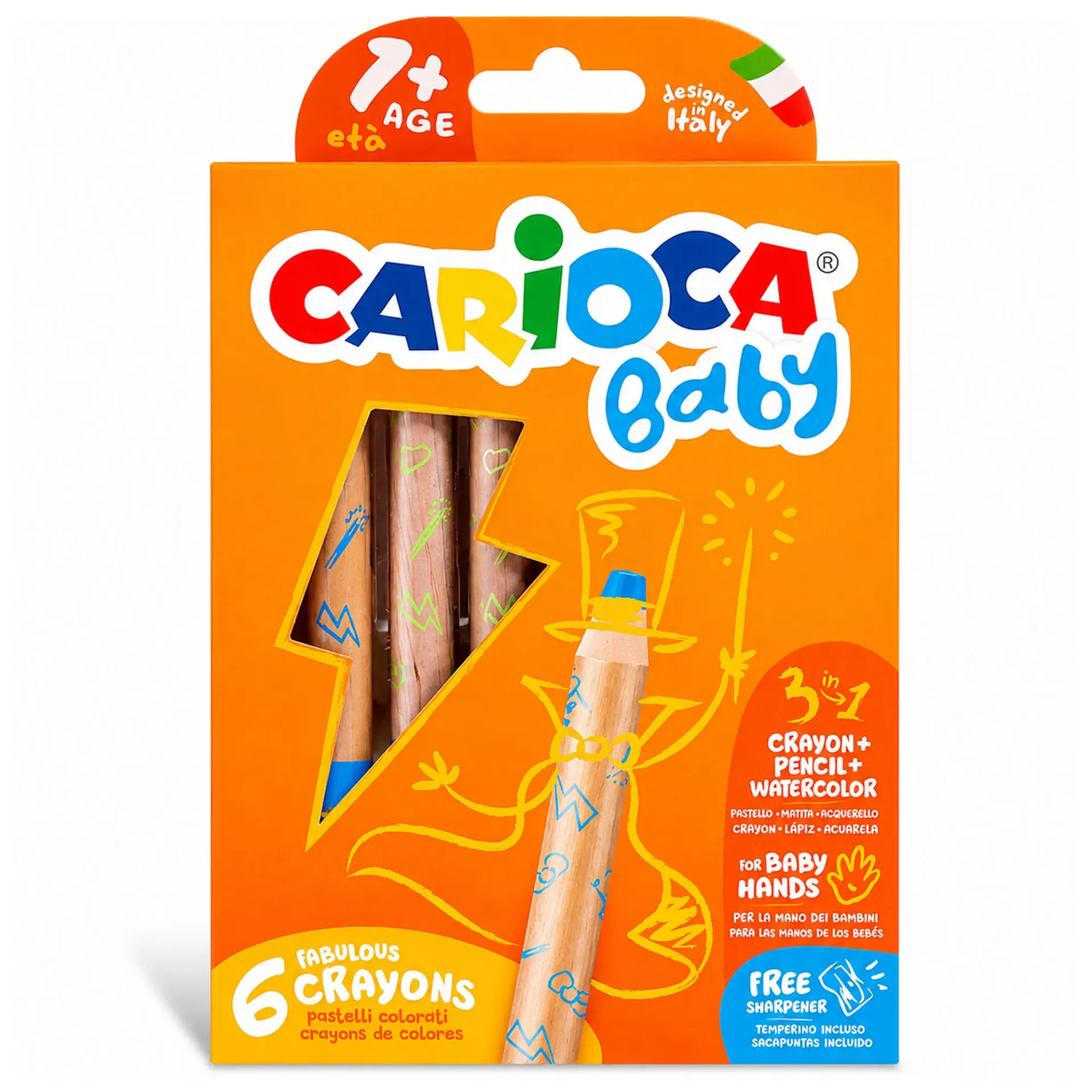 [42817] Lápices Carioca 3 en 1 (6 Colores)+ Sacapunta BABY