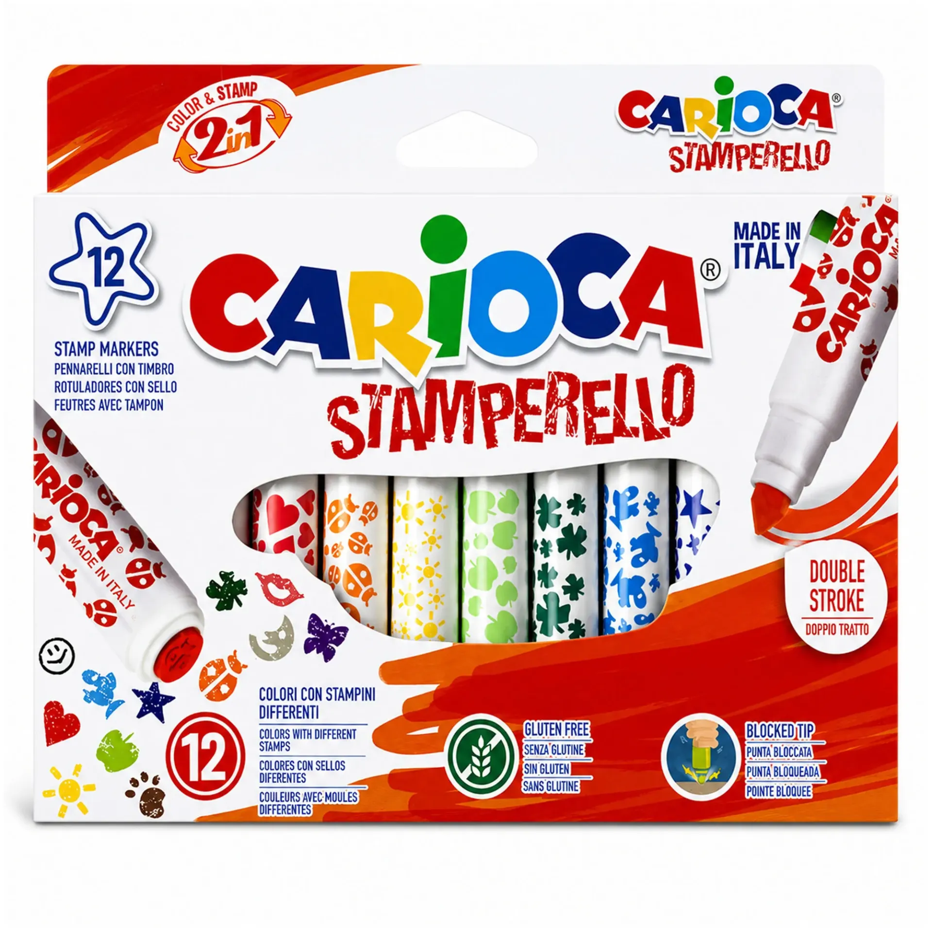 [42240] Plumones Carioca Stamperello doble punta con sello(12 colores)