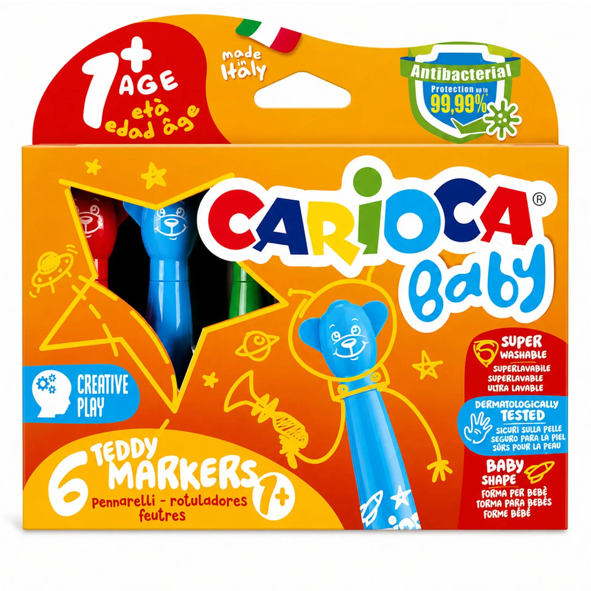 [42815] Plumones Carioca Teddy Baby Super Lavable (6 colores)