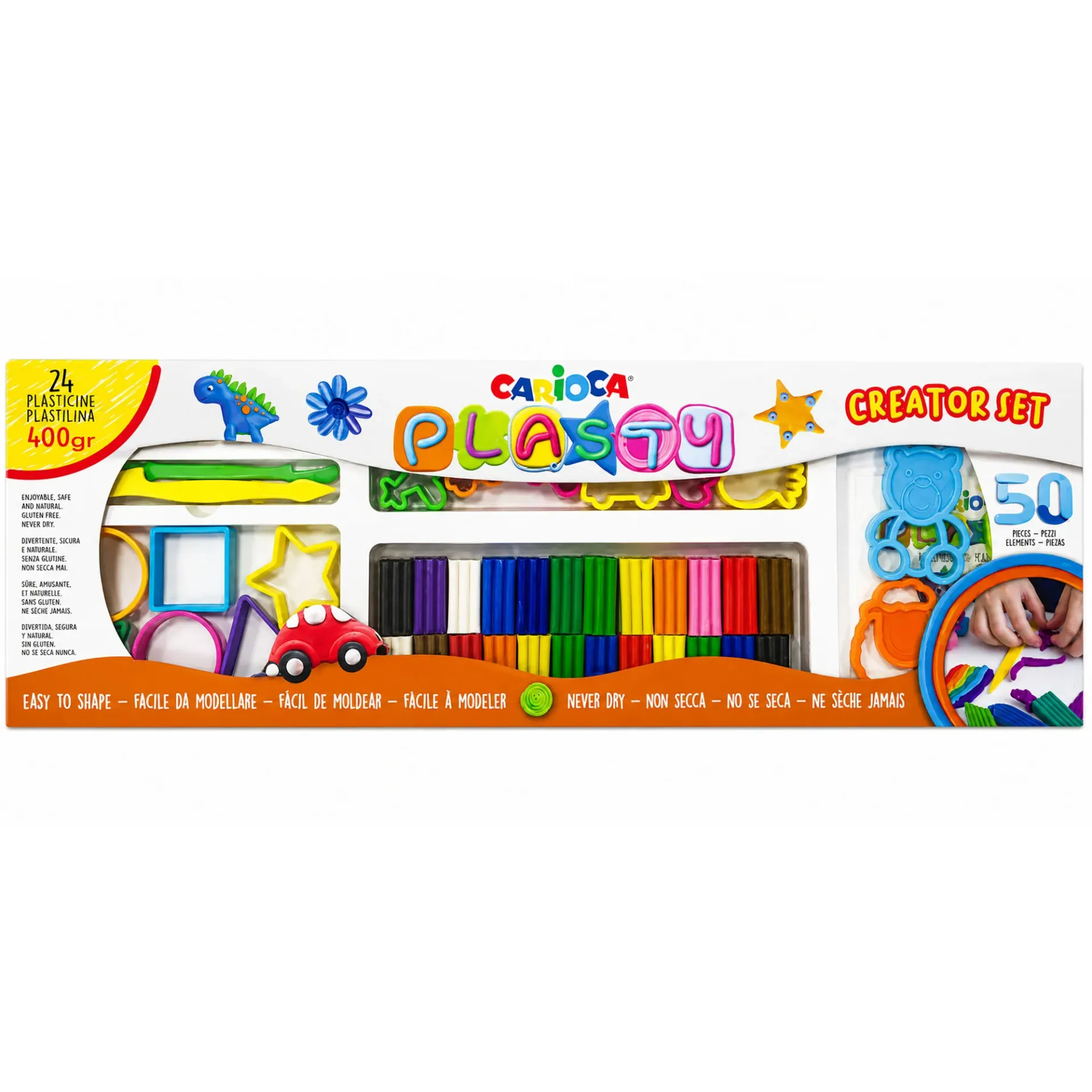 [42177] Set Plasticina Carioca 12 colores 400gr + Herramientas de molde